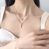 Stainless Steel Multilayer Zircon Charm Double Drop Necklace Chain Glamour Necklace for Women's Jewelry Pa - Image 4