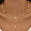 Double Layer Pearl Choker Necklace with Small Heart Pendant - Image 2