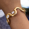 Classic Big Oval Zircon Cuff Bracelet For Women Gold Plated Stainless Steel Wave Bangle Simple Jewelry Gift - Image 2