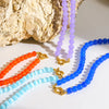 Rainbow Cat's Eye Glass Bead Chain Necklace Gold Plated Stainless Steel Collar Chain Colorful Jewelry for Women Unique Gift - Image 1