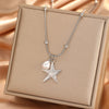 Stainless Steel Starfish Spiral Pearl Pendant Necklace Ocean Resort Style Collarbone Chain Jewelry For Women - Image 2