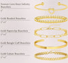 Gold Bracelets for Women Gold Plated Chunky Cuff Bangles Tie Knot Cuban Rope Paperclip Beaded Bracelet Stack Gift - Image 6