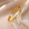 Gold Plated Bangle Bracelet for Women Open Adjustable Stainless Steel Cuff Bracelets Vintage Jewelry item - Image 6