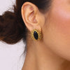 Stainless Steel Pvd Gold Plated Black Stone Earrings Statement Golden Metal for Women Gala Giftсерьги - Image 2