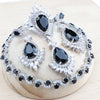 Silver Red Zircon Bridal Jewelry Sets Wedding Stones Bracelets Earrings Rings Pendant Necklace Set For Women - Image 7