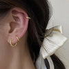Silver Hoops Earrings for Women Simple Irregular Versatile Round Circle Earrings Prevent Allergy Jewelry Party Gift - Image 2