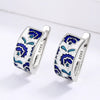 Classic Vintage Temperament Temperament Earrings Blue Enamel Studs Floral Party Ladies Graffiti Jewellery - Image 4