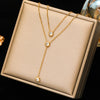 Eilieck 316L Stainless Steel Shiny Cubic Zirconia Waterdrop Pendant Necklace for Women Daily Y-shaped Chain Jewelry - Image 13