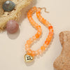 Colorful Acrylic Bead Choker Necklace with Heart Pendant - Image 44
