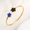Gold-Plated Stainless Steel Five-Leaf Flower Open Bangle For Woman Girl Party Lucky Jewelry Accessories Daily Wear Clover - Image 13