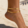 Anklet Set Layered for Women Gold Plated Stainless Steel Flat Snake Chain Round Disk Jewelry - Image 6