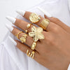 6pcs/Set Vintage Metal Flower Ring Set for Women Punk Elegant Baroque Faux Pearl Knuckle Rings Daily Wear Party Holiday Gifts - Image 8