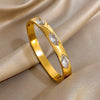 Shiny Colorful Zircon Smooth Cuff Bangle Bracelet for Women Gold Plated Stainless Steel Wide Bracelets Jewelry Gifts - Image 4