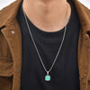 Turquoise Pendant Necklace for Men, Stainless Steel Box Chain Geometric Square Compass Stone Vintage Jewelry Gift - Image 3