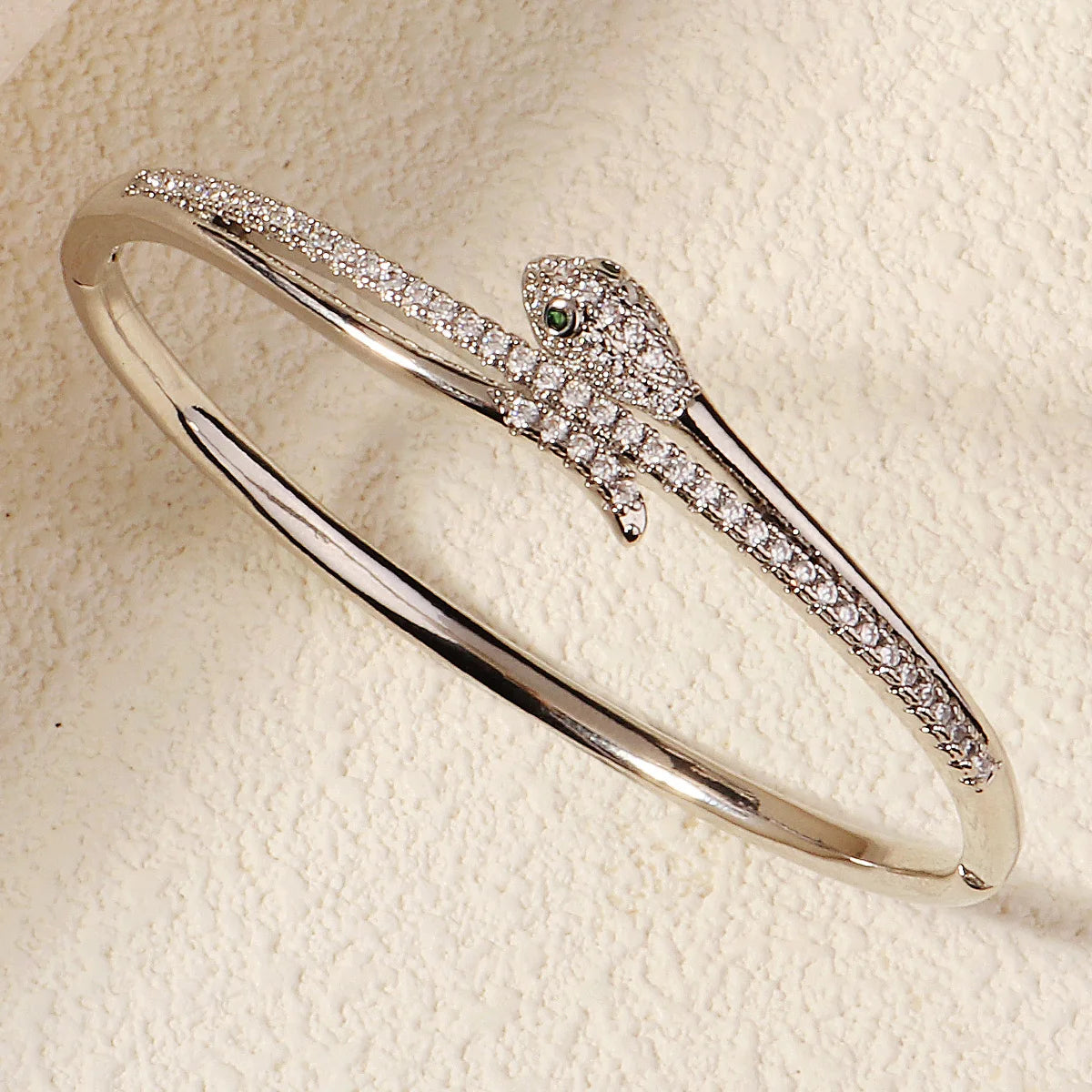 Copper Zirconium Snake Bracelet For Women Classic Handcrafted Crystal Opening Bangles Hand Bracelet Jewelry Accessories - Image 1