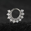 Clicker Segment Hoop Earring with Cubic Zirconia for Piercings in 8 mm or 10 mm Sizes - Image 2
