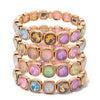 Summer 10mm Crystal Bangle For Women Gold Color Square Rhinestone Elastic Bracelets - Image 1