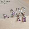 4PCS Zircon Hanging Earrings Set For Women Stainless Steel Geometry Dangle Earring Cartilage Piercing Jewelry Gift - Image 11