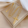 Simple Cross Cubic Zirconia Copper Pendant Women's Versatile Golden Stainless Steel Bamboo Chain Jewelry Gift - Image 14