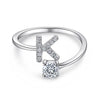 Silver Initial Rings for Women Girls, Adjustable Initial Rings Cubic Zirconia Stackable Alphabet Letter Rings Gift - Image 27