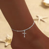 Dainty Chain Anklet with Cubic Zirconia Cross Pendant - Image 23