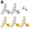 1/5PCS Titanium 5 CZ Cluster Climber Stud Earrings 16G Daith Helix Tragus Cartilage Lobe Piercings Flatback Labret Stud Jewelry - Image 1