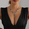 Square Black Crystal Irregular Y-shaped Necklace Punk Style Jewelry Accessories - Image 1