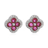Golden Plated Inlaid CZ Stone Flower Shape Stud Earrings Sparkling Multi-colour 4-Leaf Flower Earrings Romantic Jewelry - Image 11