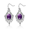 Silver Oval 8 10mm Natural Labradorite Earrings Vintage Ethnic Jewelry for Women Gift - Image 5