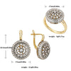 Double Layer Round Inlaid Zirconia Jewelry Set for Women Two-tone Gold Plated Earrings Ring Retro Banquet Jewelry - Image 2