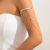 Boho Crystal Pendant Cuff Open Bangles for Women Wed Bridal Goth Tassel Link Arm Bracelets Party Jewelry Gift - Image 2