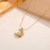 Personality Geometric Moon Sparkling Zirconia Necklace Crescent Pendant Jewelry Women Vacation Choker Gifts - Image 8
