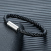 Classic Blue Braided Leather Bracelet Stainless Steel Magnetic Buckle Bangle Simple Stylish Couple Jewelry Gift for Him - Image 2