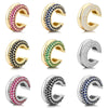 1PC Double Layer Round C Shape Ear Clip On Earrings Woman Fake Piercing Ear Cuff Zircon Geometric Jewelry Gold Silver Color - Image 1