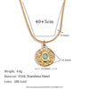 Marble Sun Pattern Round Mini Turquoise Eye Retro Round Coin Rectangular Snake Chain Freshwater Pearl Necklace - Image 12