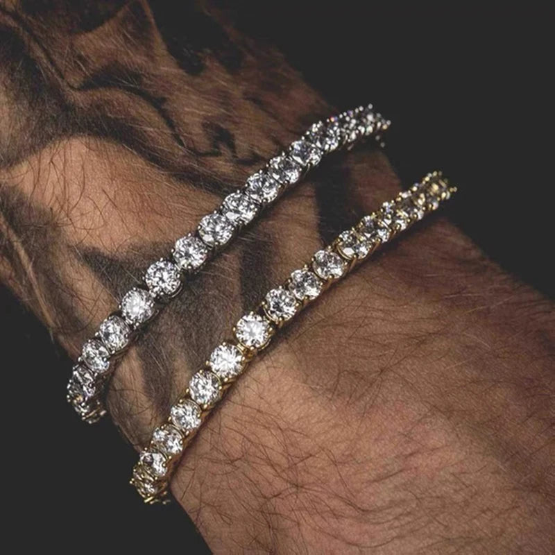Hiphop Tennis Bracelet Iced Out 3/4/5mm Cubic Zirconia Mens Crystal Chain on The Hand Hip-hop Streetwear Jewelry Male - Image 1