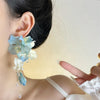 Boho Blue Flower Long Tassel Earrings For Women Exaggerated Cloth Petal Earrings Vacation Party Lady Jewelry Accessories - Image 3