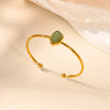 Stainless Steel Green Oval Stone Bracelet for Women Gold-plated Open Bangle Vintage Bohemian Jewelry Holiday Beach Party Gift - Image 9