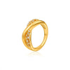Chunky Striped Ring with Square Crystal in Gold-Tone - Image 14
