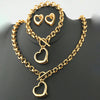 Aomogo Set Love Stainless Steel Bracelet Earrings Necklace Pendant Set Women's Daily Goods Party Favors - Image 1