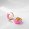 Cute Enamel Pink Geometric Round Heart Hoop Earrings Minimalist Gold Color Copper CZ Zirconia Hoop Huggies Korean Jewelry Gifts - Image 5