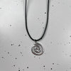 Spiral Pendant Necklace with Leather Cord in Round or Square Shapes - Image 1