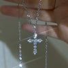 Shiny Crystal Zircon Cross Pendant Necklace for Women Girls Punk Silver Color Thin Chain Necklace Party Jewelry Birthday Gift - Image 1