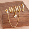 4PCS Zircon Flower Dangle Earring Sets For Women Gold Plated Tassel Chain Ear Stud Temperament Korean Jewelry - Image 3
