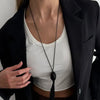 Salircon Simple Irregular Black Resin Tassel Pendant Necklace for Women Adjustable Waxed Thread Sweater Chain Jewelry - Image 3