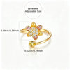 Elegant Flower Shape Adjustable Open Ring Gold Plated Pink Yellow Cubic Zirconia Bypass Ring Ladies Wedding Party Jewelry Gift - Image 6
