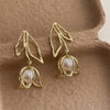 Exaggerated Simulated Pearl Hollow Out Metal Rose Flower Tassel Long Drop Earrings for Women Gold Silver Plated Alloy - Image 8