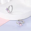 Colorful Cubic Zirconia Huggie Hoop Earrings in Flower Butterfly and Clover Designs - Image 86