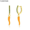 Yellow Red Small Chili Hoop Earrings For Women Girl Creative Silver Ear Buckle Earrings Gifts Female Jewelry - Image 8