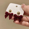 Vintage Black Flocking Bowknot Earrings Geometric Cute Bowknot Stud Earrings for Women Y2K Elegent Jewelry Accessories - Image 2